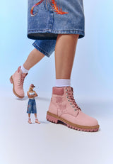 Womens Worker Boot - Wild Roses - Pink