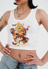 Womens True To My Love Cropped Vest Top - White