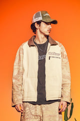 Mens Camo Snake Relaxed Utility Jacket - Ecru