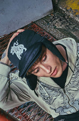 Unisex Tiger Tattoo Padded Trapper Hat - Black