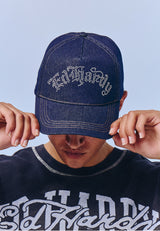 Unisex Diamante Gothic 5 Panel Trucker Cap - Indigo