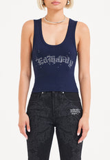 Womens Crystal Hardy Vest Top - Navy Blue