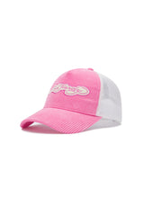 Unisex Embroidery Applique Cord 5 Panel Trucker Cap - Hot Pink