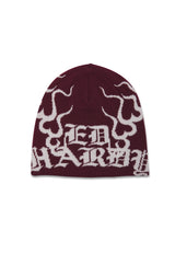 Unisex Flame Ed Hardy Beanie Hat - Burgundy