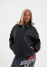 Womens Black Cobra Embossed Vegan Leather Jacket - Black