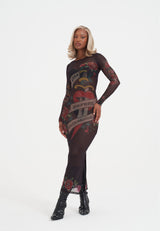 Womens Death Before Dishonor Mesh Dress - Red