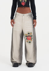 Womens In Memory Applique Xxtra Jeans - Sand