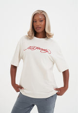 Womens Snake Skull Backprint T-Shirt - Ecru