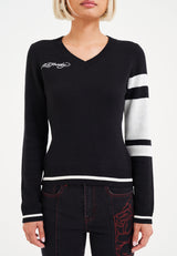 Womens Kills Slowly V Neck Jumper - Black