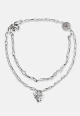 Ed Hardy Multirow Flaming Charms Bracelet - Silver