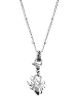Ed Hardy Mini Flaming Heart Charm Necklace - Silver