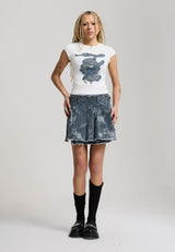 Womens Edh Love Print Skirt - Blue