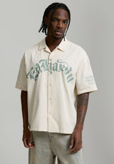 Mens Ed Hardy Gothic Relaxed Camp Shirt - Ecru