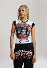 Womens Roaring Tiger Ringer Tee - Black / White