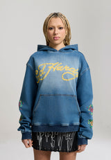 Womens Rise Of The Phoenix Denim Hoodie - Blue