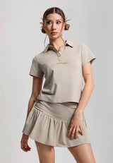 Womens Broken Hearts Mini Polo Shirt - Khaki