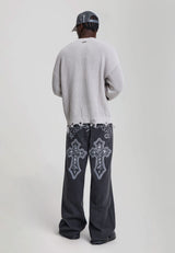 Mens Gothic Contrast Cross Xxtra Jeans - Washed Black