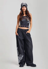 Womens Dragon Washed Balloon Leg Jeans - Black