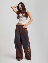 Womens Signature Eagle Velvet Flocked Xxtra Jeans - Brown
