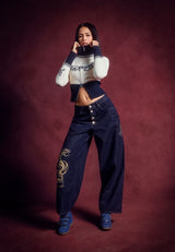 Womens Golden Snake Balloon Leg Jeans - Indigo
