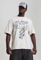 Mens Life Is A Gamble Graphic Relaxed T-Shirt - Ecru