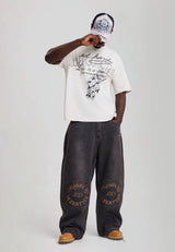 Mens Drawn By Ed Panelled Balloon Jeans - Brown