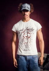 Mens Webbed Skull Graphic Fitted T-Shirt - Grey