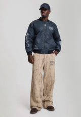 Mens Washed Leopard Xxtra Relaxed Canvas Trousers - Leopard