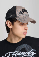 Unisex Flaming Ed Hardy 5 Panel Trucker Cap - Grey
