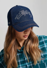 Unisex Diamante Gothic 5 Panel Trucker Cap - Indigo