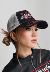 Unisex 1971 Ed Hardy 5 Panel Trucker Cap - Black