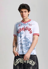 Unisex Soaring Dragon Football Shirt - White
