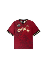 Unisex Soaring Dragon Football Shirt - Dark Red