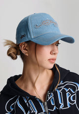 Unisex Contrast Stitch Indigo Denim 5 Panel Trucker Cap - Bleach