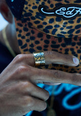 Ed Hardy Thick Engraved Tiger Band Ring - Gold