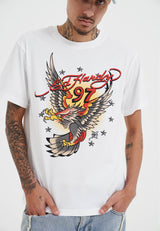 Mens 97 Eagle Diamante T-Shirt - White