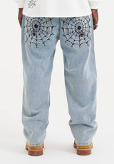 Mens Black Widow Baggy Denim Trousers Jeans - Bleach
