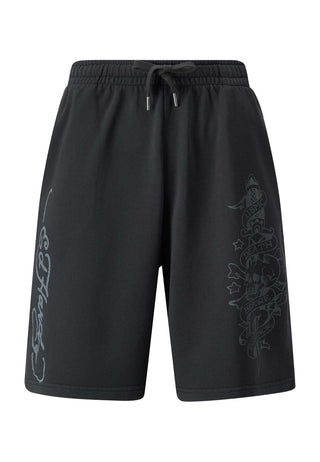Mens Death Before Mono Sweat Shorts - Washed Black
