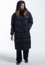 Mens Death Or Glory Longline Puffa Jacket - Black