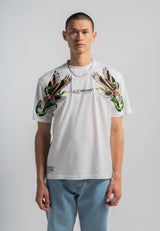 Mens Double-Vintage-Eagle-Snake Tshirt - White