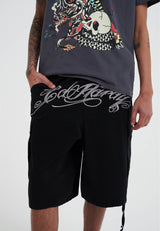 Mens Drag Battle Oversized Cargo Shorts - Black