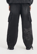Mens Drag Cargo Denim Trousers Jeans - Black
