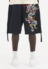Mens Dragon Crawl Woven Cargo Shorts - Black
