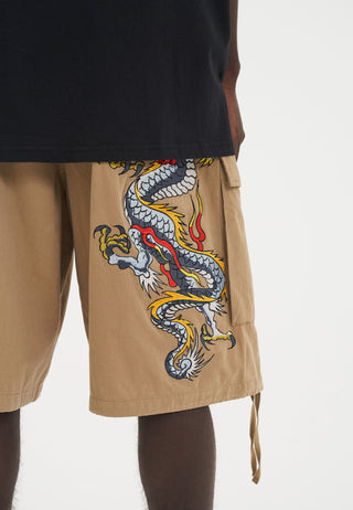 Mens Dragon Crawl Woven Cargo Shorts - Beige