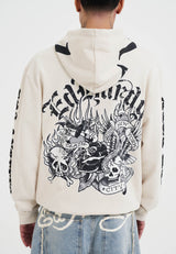 Mens Ed Mono Montage Zip Thru Hoodie - Beige