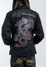 Mens Fireball Dragon Coach Jacket - Black