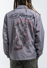 Mens Fireball Dragon Coach Jacket - Grey