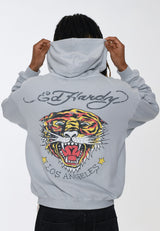 Mens Melrose-Tiger Graphic Hoodie - Grey