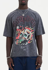 Mens Skull Out Of Hell Relaxed T-Shirt - Charcoal