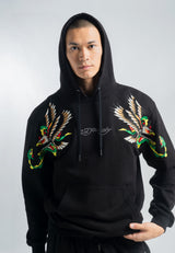 Mens Snake-Eagle-Flight Hoodie - Black